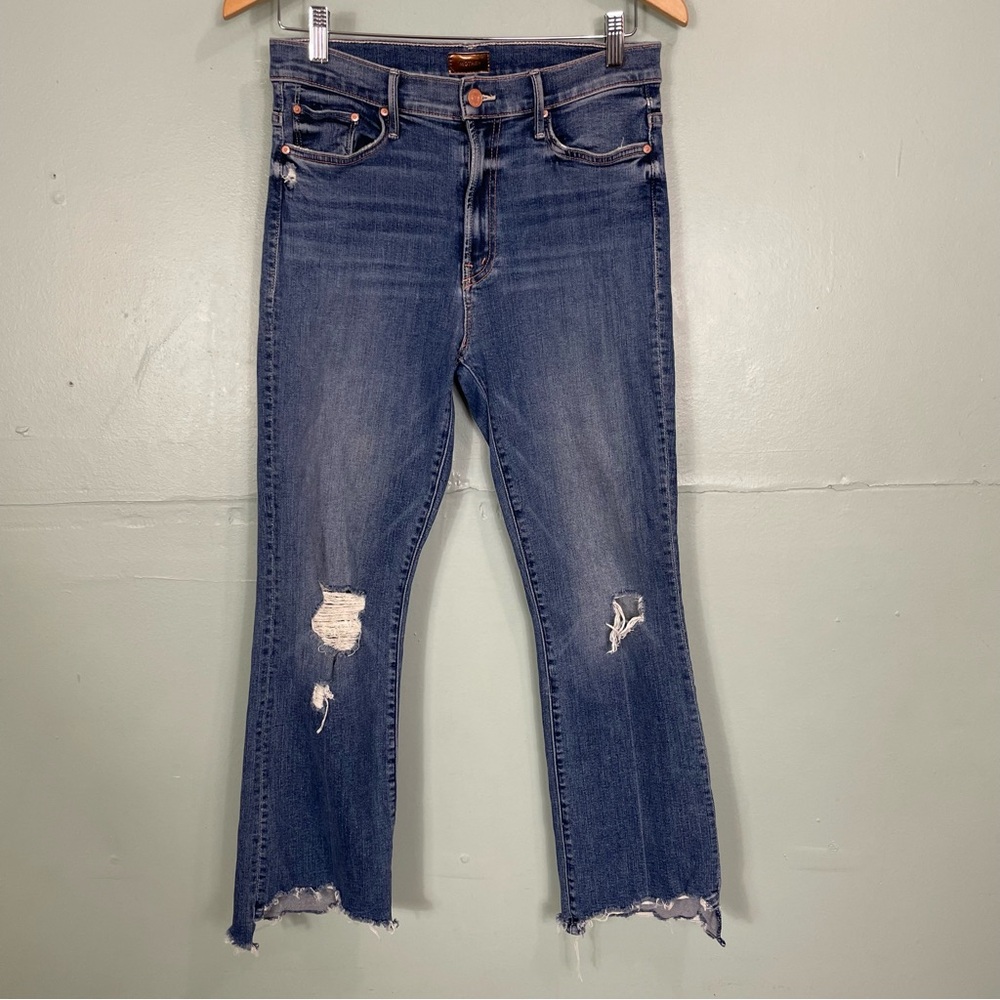 MOTHER The Insider Crop Step Chew Dancing on Coals Distressed Sz 29‎ Blue - Picture 3 of 13